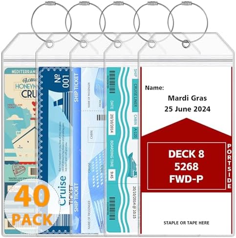 40 Pack Luggage Tags Travel Essentials & Cruise Essentials for NCL, Princess, Carnival, Royal Caribbean & Celebrity Cruise Ships by SEAVILIA