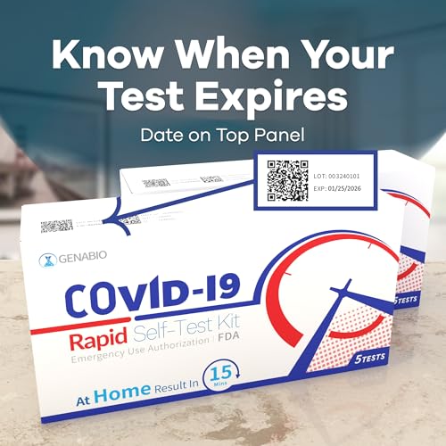 Genabio COVID Home Test (1 Pack - 5 Tests) – FDA EUA Authorized, 15-Minute at-Home Results, OTC at Home Covid Test Kit, Nasal Swab, Easy to Use & No Discomfort, Ages 2+