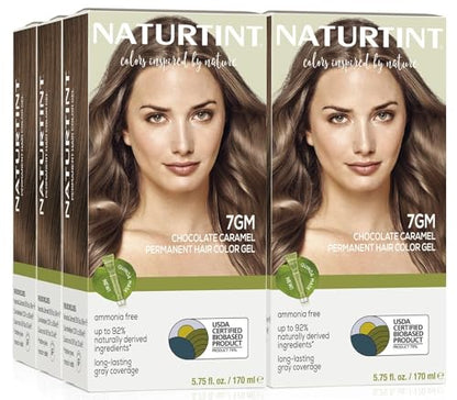 Naturtint 7GM Chocolate Caramel Permanent Hair Color (Pack of 6), Ammonia Free, Vegan, Cruelty Free, up to 100% Gray Coverage, Long Lasting Results (Packaging may vary)