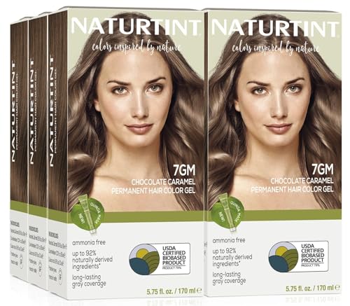 Naturtint 7GM Chocolate Caramel Permanent Hair Color (Pack of 6), Ammonia Free, Vegan, Cruelty Free, up to 100% Gray Coverage, Long Lasting Results (Packaging may vary)