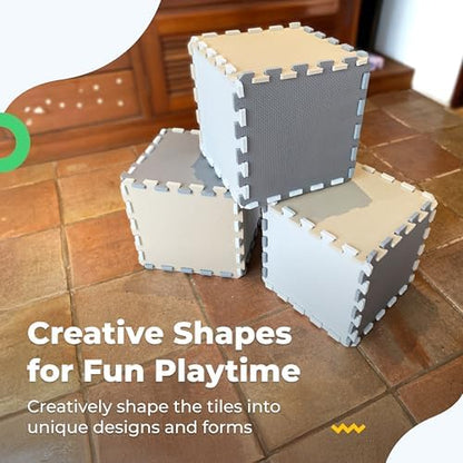 MioTetto Foam Floor Tiles for Kids - Non-Toxic Comfortable Baby Play Mat and Interlocking Foam Tiles, Fits with 74x74 Playpen Mat for Crawling & Development, Soft Play Mat for Babies 6-12 Months