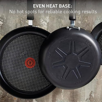 T-Fal Ultimate Hard Anodized Nonstick Fry Pan With Lid 12 Inch, Oven Broiler Safe 400F, Lid Safe 350F, Cookware, Pots and Pans, Kitchen Frying Pans, Skillets, Home, Dishwasher Safe, Black