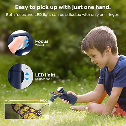 Andonstar AD203S HDMI Digital Microscope for Error Coins with Metal Stand, Handheld Portable USB Microscope Kit for Kids&Adults, 4" LCD Screen, Photo/Video Capture, Windows/Mac PC Compatible(Navy)