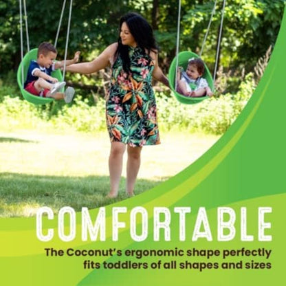 Swurfer Coconut Toddler Swing – Comfy Baby Swing Outdoor, 3- Point Adjustable Safety Harness, Secure, Safe Quick Click Locking System, Blister-Free Rope, Easy Installation, Ages 6-36 Months
