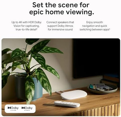 Google TV Streamer 4K - Fast Streaming Entertainment on Your TV with Voice Search Remote - Watch Movies, Shows, Live TV, and Netflix in 4K HDR - Smart Home Control - 32 GB of Storage - Porcelain