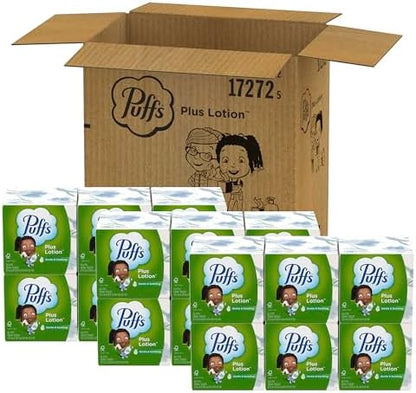 Puffs Plus Lotion Facial Tissue, 18 Cubes, 56 Tissues Per Box