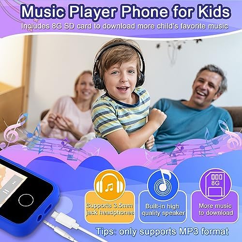Kids Smart Phone for Boys, Christmas Birthday Gifts for Boy Girl Age 3-10 Kids Toys Cell Phone, 2.8" Touchscreen Toddler Learning Play Toy Phone with Dual Camera, Game, Music Player, 8GB Card Blue