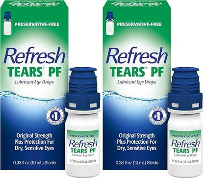 Refresh Tears PF Preservative-Free Artificial Tears Lubricant Eye Drops, 0.33 fl oz (10 mL) (Pack of 2)