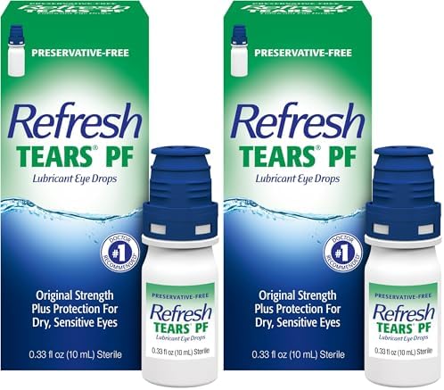Refresh Tears PF Preservative-Free Artificial Tears Lubricant Eye Drops, 0.33 fl oz (10 mL) (Pack of 2)