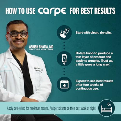 Carpe Deodorant Underarm Antiperspirant - Advanced Sweat & Odor Protection Formula - Sport Deodorant for Men & Women - Combat Excessive Sweating with Odor Control - Clean Sport Scent