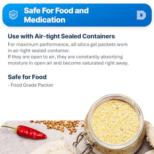 Dry & Dry 50 Gram [20 Packets] Silica Gel Packets Desiccants, Silica Packets - Rechargeable Silica Gel Packs, Desiccants Packets, Silica Gel