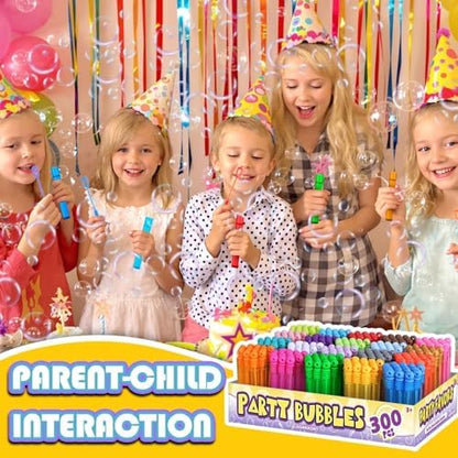 Birthday Party Favors Toys for Kids Child, 300 Pcs 20 Colors Mini Bubble Wands Assortment, Christmas Stuffers, Wedding Celebration,Thanksgiving New Year, Bath Time, Summer Outdoor Gifts for Girls Boys