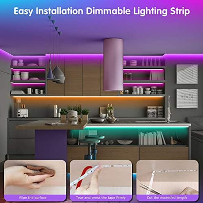 Tenmiro 130ft Led Lights for Bedroom, LED Strip Lights with Remote and App Control Music Sync Color Changing RGB LED Strip, LED Lights for Room Home Party Decoration (2 Rolls of 65ft)