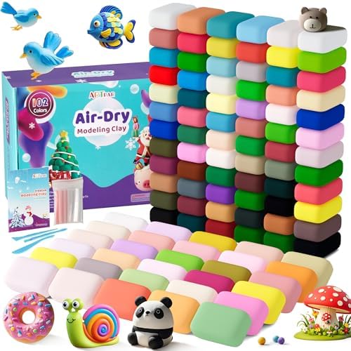 Air Drying Clay Kids 102 Colors, Modeling Magic Clay Kit with Sculpting Tools,Non-Toxic and Non-Sticky,Classroom Activities & Art and Crafts Creative Play Gifts for Boys & Girls Age 3-12