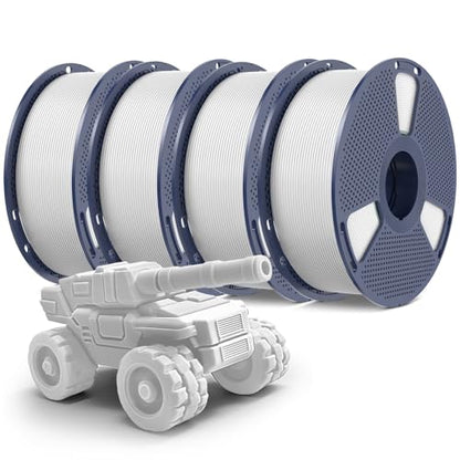 PETG Filament 1.75mm 2025 Upgrade Spool Compatible with Bambulab Refill Filament, 4kg(8.8lbs) SUNLU PETG Bundle 3D Printer Filament, 1.75mm Dimensional Accuracy +/- 0.02mm, White 4 Pack