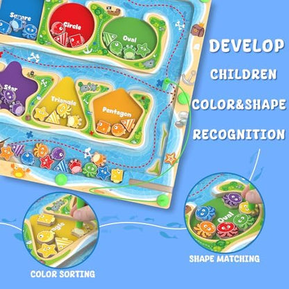 Magnetic Color & Shape Maze - Montessori Toys for 3 4 5 Year Old, Color and Shape Sorting Toy, Montessori Toys for Kids Boys Girls Gifts Ages3+, Preschool Learning Activities