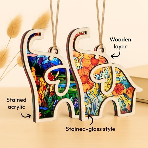 Friendship Elephant Easter Ornament with Story Card, Friendship Gifts for Women Tribe, Heartfelt for Best Friends Sisters, Sisterhood Special Bond Decor (Set 2 Suncatcher)