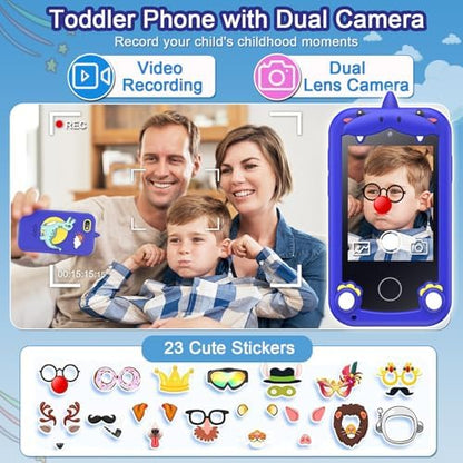 Kids Phone for Boys Girls, Touchscreen Toddler Smartphone Learning Toy, 3-10 Year Old Christmas Birthday Gift, Play Cell Phone With Camera, Games, Music, 8GB Card