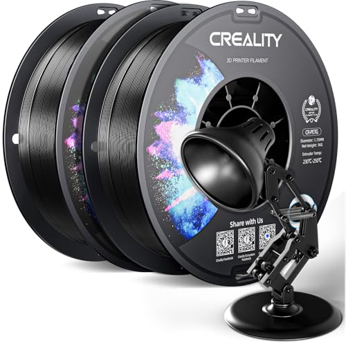 Official Creality PETG 3D Printer Filament 1.75mm 2KG (4.4lbs), High Precision, Strong Toughness, Odorless, Better Flow, Moistureproof 3D Printing CR PETG Filament, Black+Black