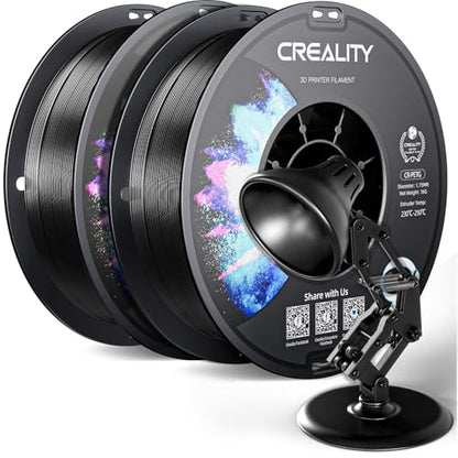 Official Creality PETG 3D Printer Filament 1.75mm 2KG (4.4lbs), High Precision, Strong Toughness, Odorless, Better Flow, Moistureproof 3D Printing CR PETG Filament, Black+Black