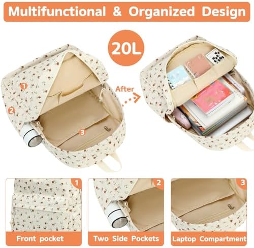 School Backpack for Teen Girls Bookbags Elementary High School Corduroy Laptop Bags Women Travel Daypacks