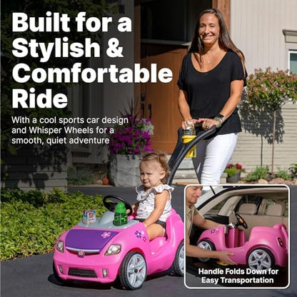 Step2 Whisper Ride II Ride On Push Toy Car, Pink – Ride On Car with Included Seat Belt, Easy Storage and Transport, Makes a Great Stroller Alternative