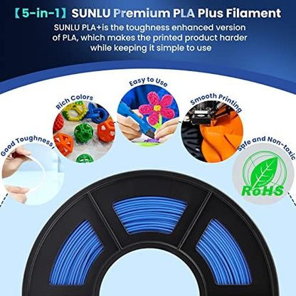 SUNLU 3D Printer Filament PLA Plus 1.75mm, SUNLU Neatly Wound PLA Filament 1.75mm PRO, PLA+ Filament for Most FDM 3D Printer, Dimensional Accuracy +/- 0.02 mm, 1 kg Spool(2.2lbs), Transparent Blue