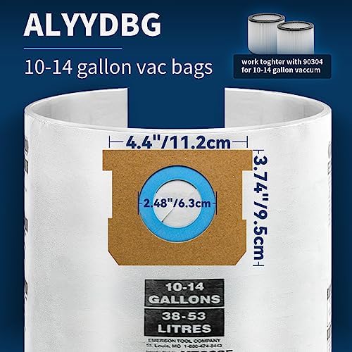 for Shop Vac Bags 10-14 Gallon, Type F 90662 9066200 9066233; Type I 90672 9067200 9067233; VF2005, High Efficiency Disposable Fine Dust Collection Vacuum Filter Bags (5 Pack)