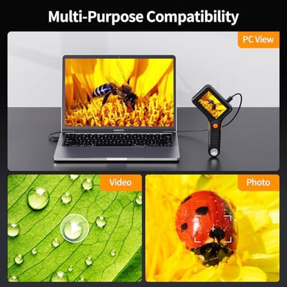 Digital Microscope for Adults, Handheld Pocket USB Microscope with 3 Inch HD Screen, Portable Coin Magnifier with 8 Adjustable LED Lights, Compatible with Windows & MacOS View - Black