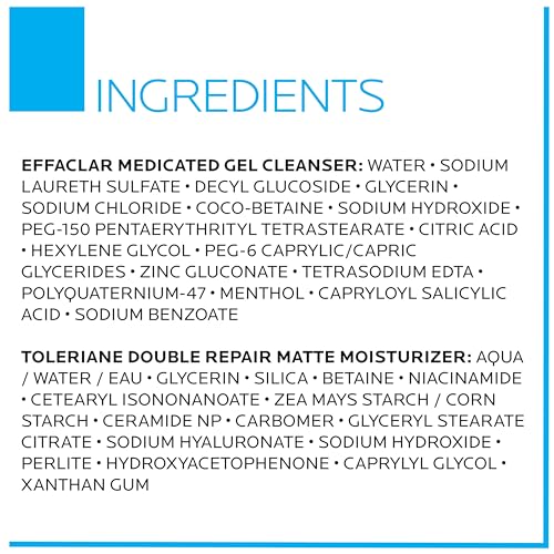 La Roche-Posay Effaclar Medicated Gel Cleanser, 2% Salicylic Acid Cleanser + LHA + Glycerin, Dermatologist Tested Foaming Acne Face Wash, Clear & Prevent Acne Breakouts, Oil Free, Targets Excess Oil