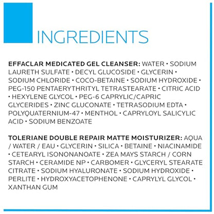 La Roche-Posay Effaclar Medicated Gel Cleanser, 2% Salicylic Acid Cleanser + LHA + Glycerin, Dermatologist Tested Foaming Acne Face Wash, Clear & Prevent Acne Breakouts, Oil Free, Targets Excess Oil