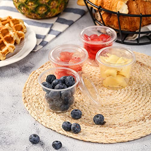 VITEVER [120 Sets - 5.5 oz] Portion Cups With Lids, Small Plastic Containers, Airtight and Stackable Souffle Cups for Jello Shots, Sauce, Condiments, Lunch, Party, Trips