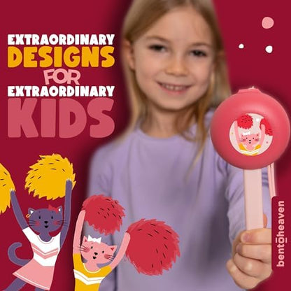 Bentoheaven Kids Travel Utensils with Case, Food-Grade Stainless Steel & BPA-Free Plastic, Travel Kid Cutlery Set, Dishwasher Safe Fork, Spoon & Case, Reusable Flatware, Silverware for Kids (Cats)