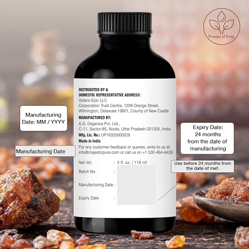 Majestic Pure Frankincense Essential Oil with Glass Dropper - Huge 4 Fl Oz - 100% Pure and Natural Frankincense Oil - Premium Grade Essential Oils for Diffuser, Aromatherapy, Soap and Candle Making