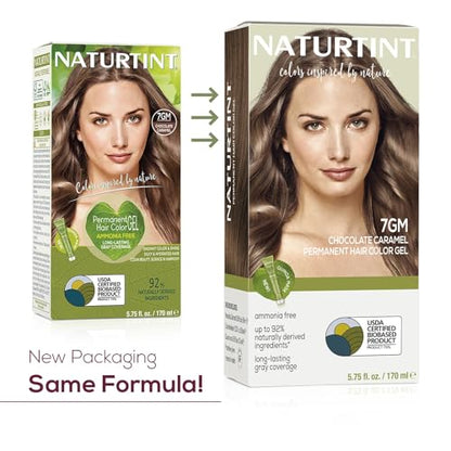 Naturtint 7GM Chocolate Caramel Permanent Hair Color (Pack of 6), Ammonia Free, Vegan, Cruelty Free, up to 100% Gray Coverage, Long Lasting Results (Packaging may vary)