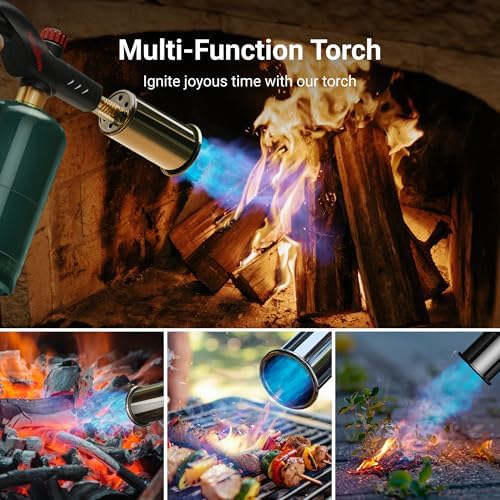 Powerful Propane Torch, Kitchen Cooking Torch, Culinary Torch Lighter, Adjustable Blow Torch for Sous Vide Searing Steak, BBQ, Grill, Campfire Charcoal Starter (Propane Tank Not Included)