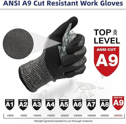 Schwer ProGuard Highest Level Cut Resistant Work Gloves PR3326 for Extreme Protection，ANSI A9 Cut Gloves with Reinforced Thumb, Non Slip, Breathable, Durable, Touch-screen, Non PFAS, Black 1 Pair（L）