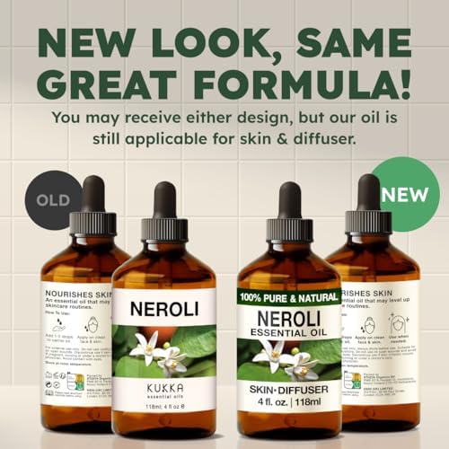 Kukka Neroli Essential Oil for Diffuser Skin - 4 Fl Oz - 100% Pure Natural Neroli Oil, Floral Scent, for Aromatherapy, Candle, Bath Bomb & Soap Making Scent DIY