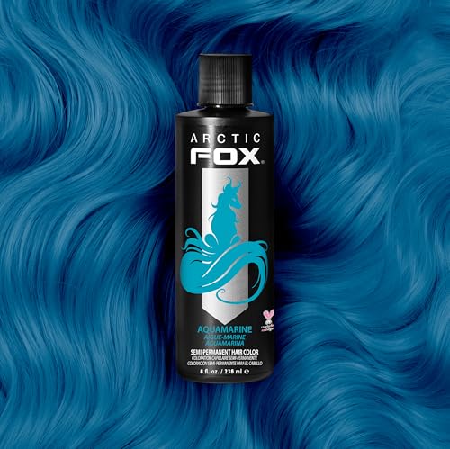 Arctic Fox Semi-Permanent Hair Dye, Aquamarine Blue, Vegan & Cruelty-Free, Conditioning Color, Ammonia-Free, Peroxide-Free, For All Hair Types, Vibrant Teal Tint, 8 Fl Oz (Pack of 2)