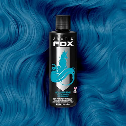 Arctic Fox Semi-Permanent Hair Dye, Aquamarine Blue, Vegan & Cruelty-Free, Conditioning Color, Ammonia-Free, Peroxide-Free, For All Hair Types, Vibrant Teal Tint, 8 Fl Oz (Pack of 2)