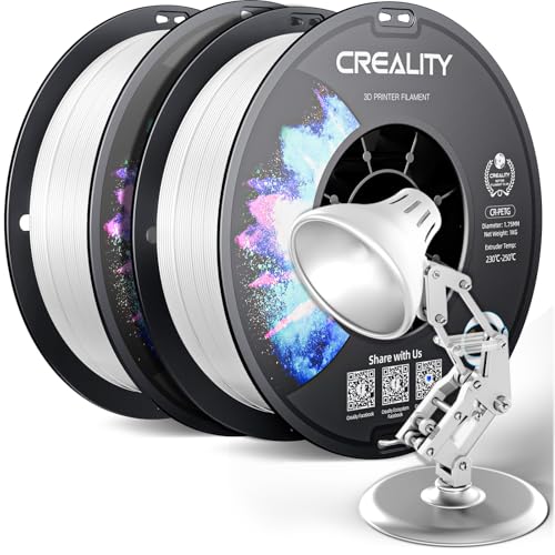 Official Creality PETG 3D Printer Filament 1.75mm 2KG (4.4lbs), High Precision, Strong Toughness, Odorless, Better Flow, Moistureproof 3D Printing CR PETG Filament, White+White