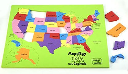 Imagimake Mapology USA Map with Capitals | Learning States and Capitals | US Geography Toys for Ages 8-13 | Jigsaw Puzzles for Kids Ages 8-10 | Educational Back to School Gifts for Kids Age 5-7 & 9-12