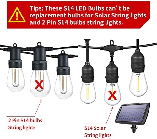 Meconard 24 Pack LED S14 Replacement Light Bulbs, Shatterproof Outdoor 1 Watt to Replace 11Watts String Incandescent Bulb, E26 Regular Medium Screw Base, 2200K Warm White, Non-Dimmable