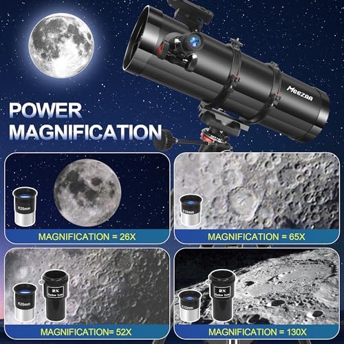 Telescope, 150EQ Reflector Telescope for Adults Astronomy Beginners, Manual Equatorial Professional Telescopes Astronomy with 2X Barlow Lens, Phone Adapter, Adjustable Tripod and Moon Filter