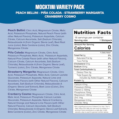 Ultima Replenisher Daily Electrolyte Powder Drink Mix – Sugar Free – Mocktini Variety, 16 Stickpacks – Hydration Packets with 6 Key Electrolytes and Trace Minerals – Keto Friendly, Non-GMO