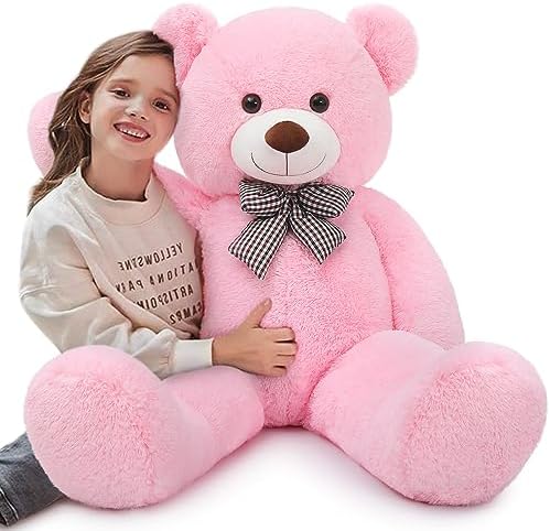 MaoGoLan Giant Teddy Bear 4 Feet,Adorable and Cuddly Big Teddy Bear Stuffed Animal 47", Pink Teddy Bear Plush Gift Decoration for Baby Shower,Party,Birthday,Valentines Day