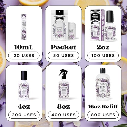 Poo-Pourri Before-You-Go Toilet Spray, Lavender Vanilla, Refill Bottle 16 Fl Oz - Lavender, Vanilla and Citrus