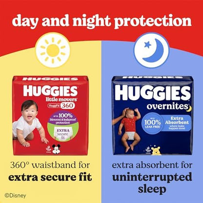 Huggies Size 6 Baby Diapers, Little Movers HuggFit 360° Baby Diapers with 360° Waistband, Size 6 (35+ lbs), 104 Count (2 Packs of 52), Packaging May Vary