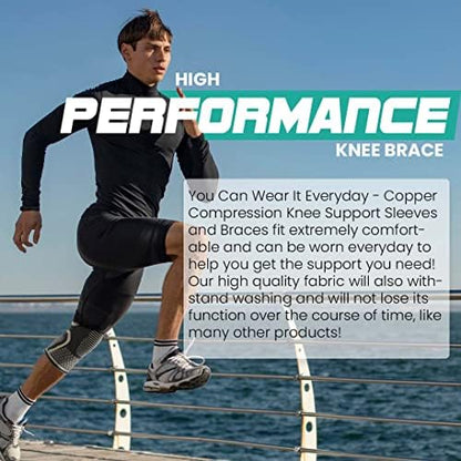 Modvel Compression Knee Brace for Women & Men, 2-Pack Knee Brace for Running Knee Pain, Knee Support Compression Sleeve, Workout Sports Knee Braces for Meniscus Tear, ACL & Arthritis Pain Relief