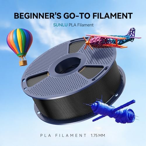 SUNLU Large Spool 3KG PLA Filament, 3D Printer Filament PLA 1.75mm, Less Stringing Good Layer Adhesion High Toughness, Big Roll Filament, 3kg Spool(6.6 lbs), Red
